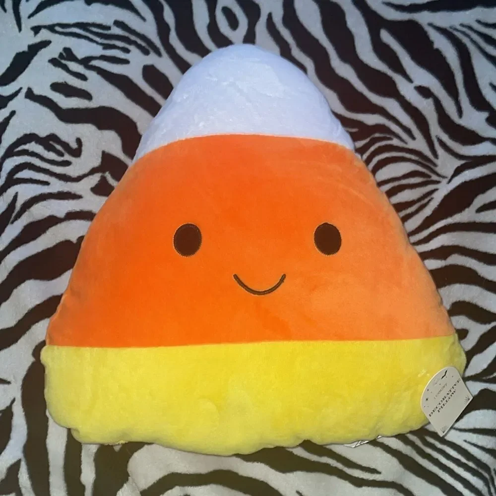 New with tags bullseye target plush candy corn Halloween decor throw pillow